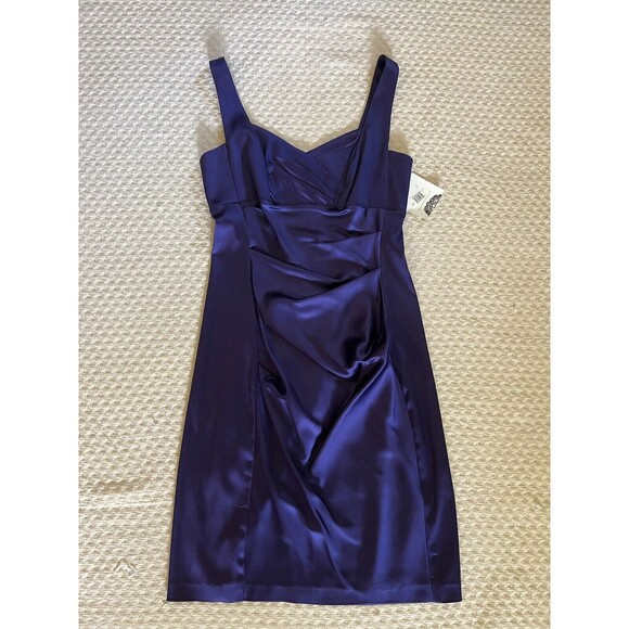Donna Morgan Mini Dress Satin Strappy Cocktail Club Y2K | Purple | Womens Size 6 - Picture 5 of 11